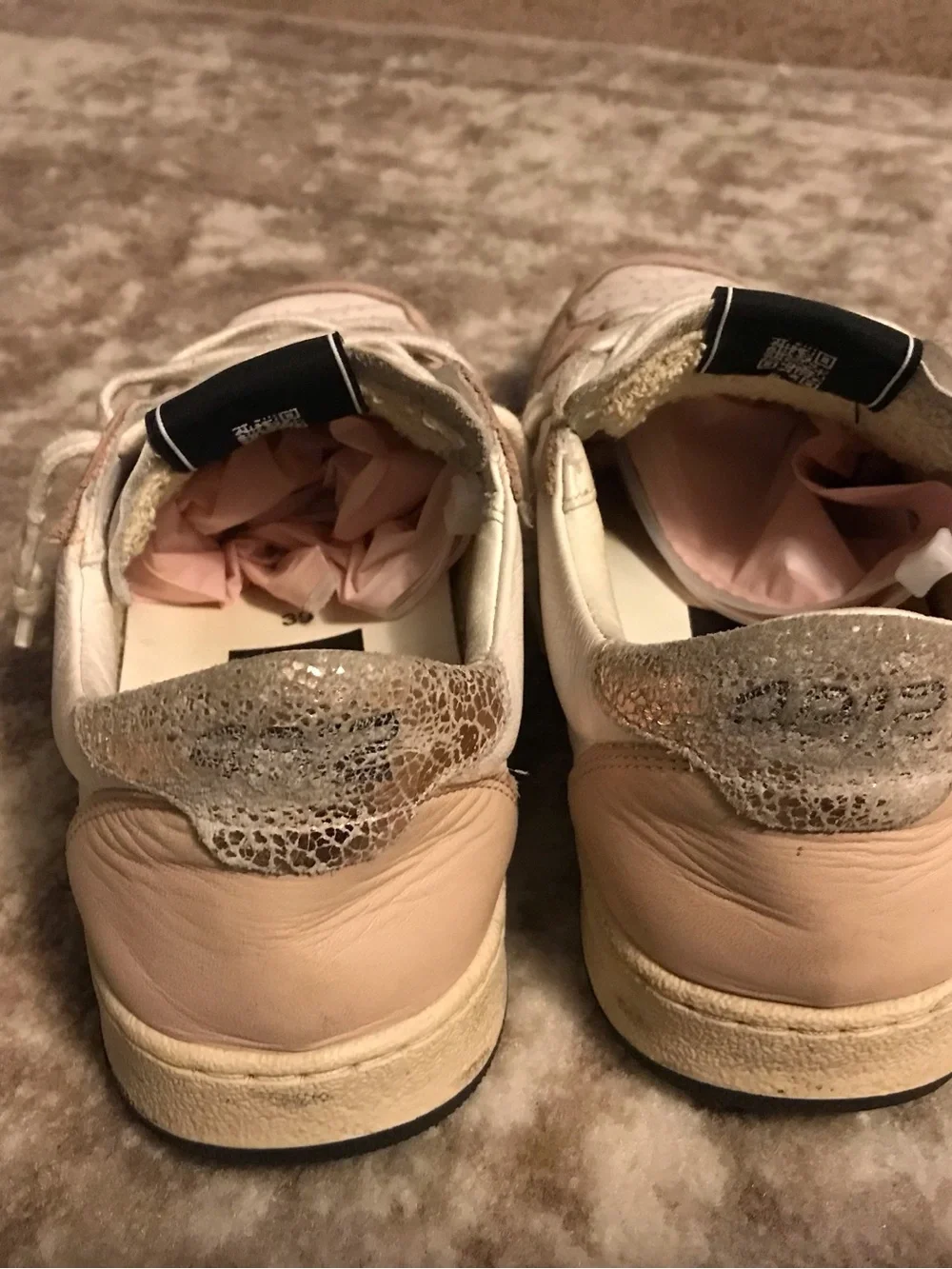 4B12 Sneakers in White/Pink and Leopard-Print Leather